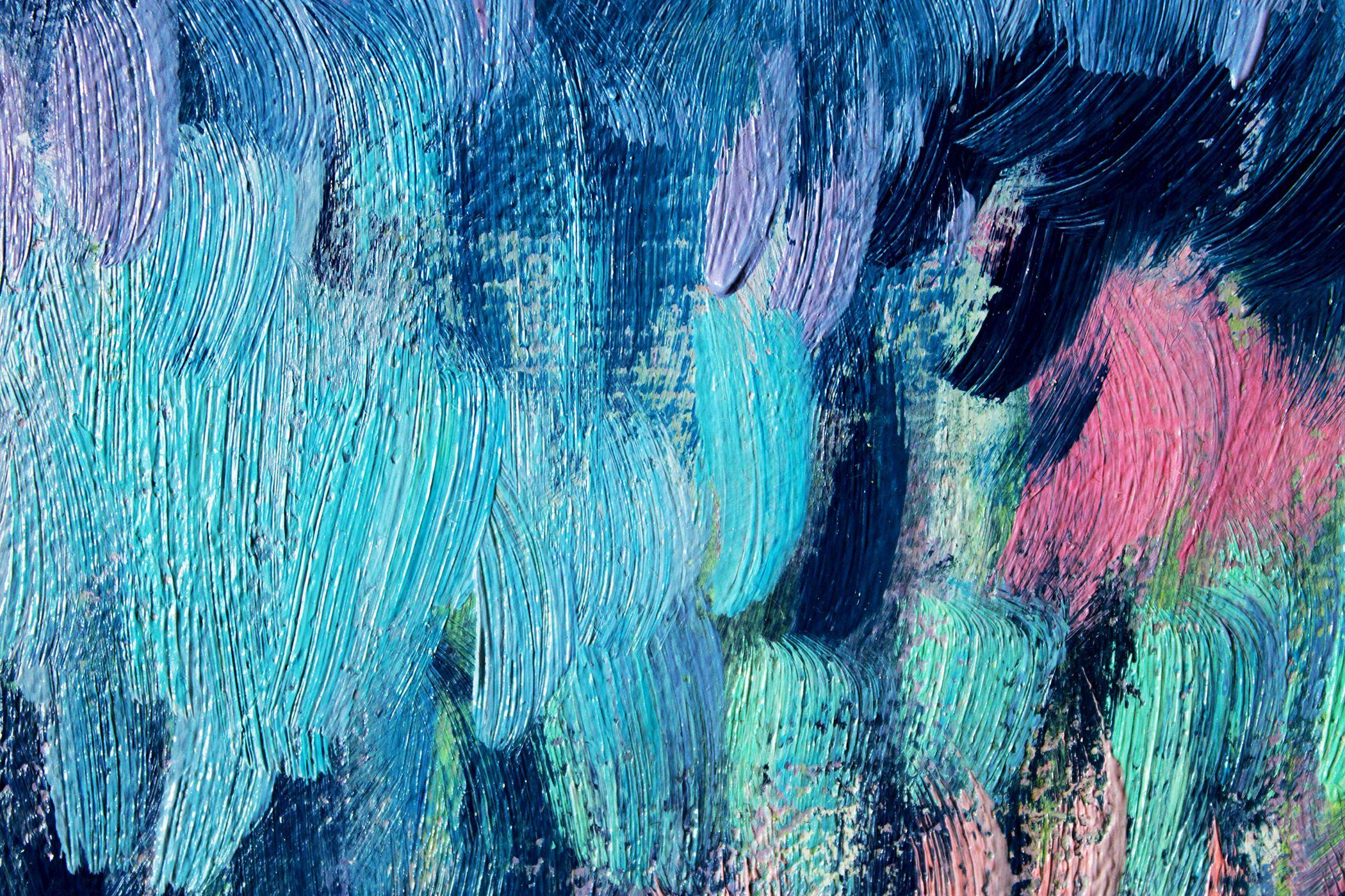 Die blaue Symphonie, Gemälde, Öl auf Leinwand im Angebot 1