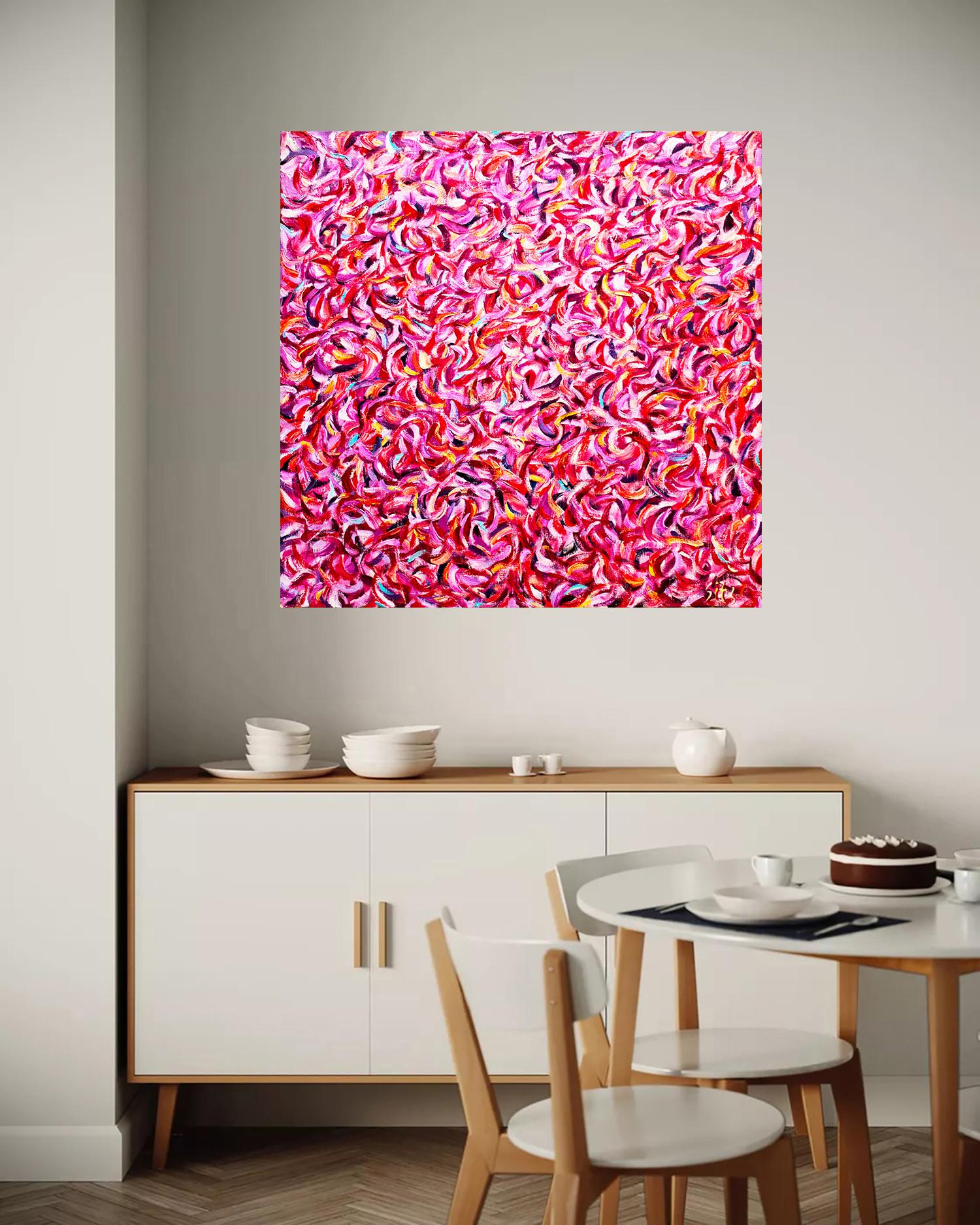 El jardín XI. Serie abstracta. - Landscape Painting Rosa de Andrei Sitsko