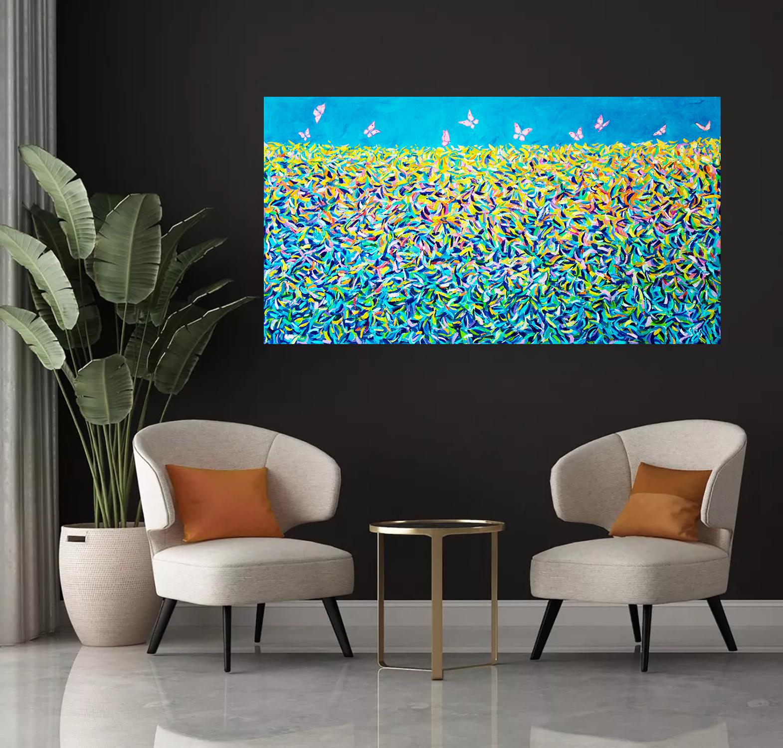 El jardín XIV. Mariposas - Painting Expresionismo abstracto de Andrei Sitsko