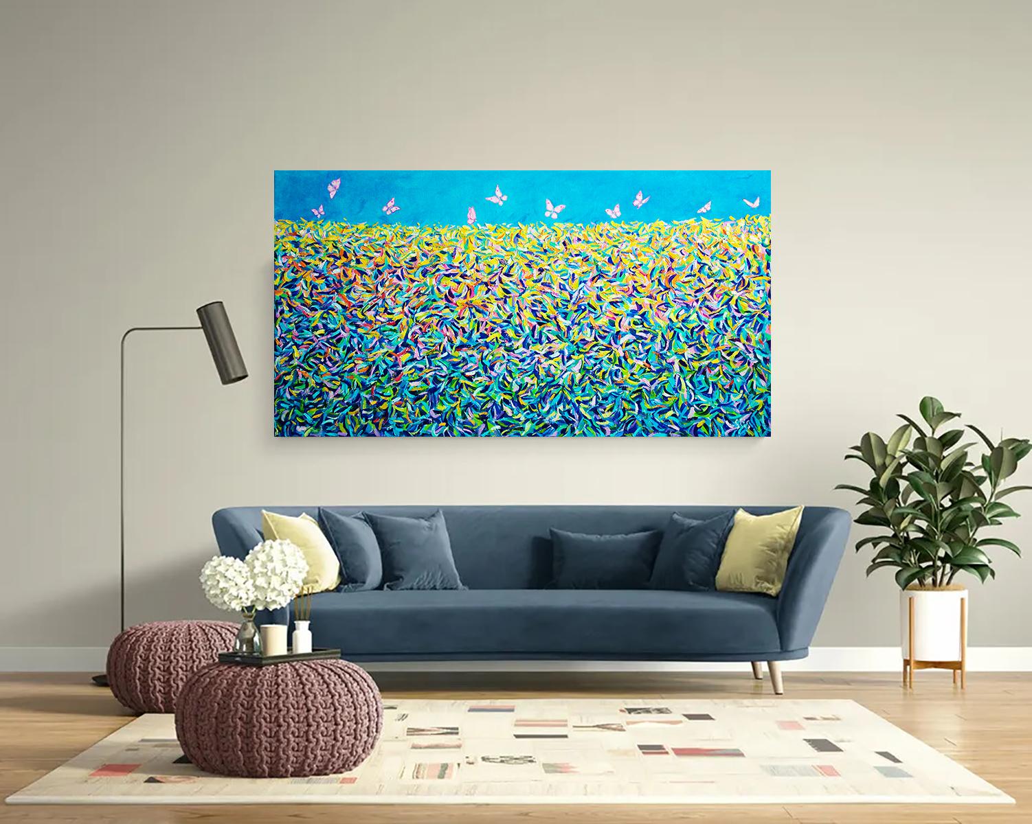 En mi creación, he volcado mi alma en una vibrante danza de colores, una sinfonía abstracta que armoniza con la profunda belleza de la naturaleza. Pinceladas de pintura al óleo crean una textura dinámica, imbuyendo de vida cada forma de hoja. Este