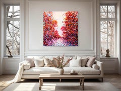 Trees by the Water IV, Abstract Impressionism Painting, 95x95 cm