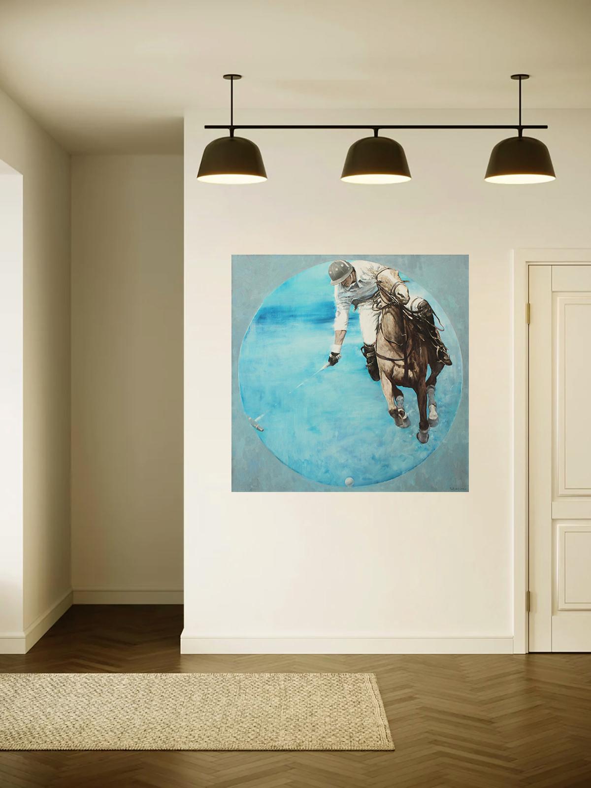 Nel creare questo pezzo, sono stato attratto dall'intensità dinamica e dall'eleganza del polo, uno sport ricco di tradizione e di momenti emozionanti. Utilizzando un'inquadratura circolare, ho isolato la scena, concentrandomi sul cavallo e sul