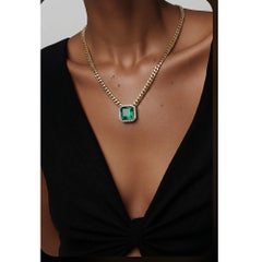 Andreia Fuzon 14K Yellow Gold Emerald Necklace, 4.5ct Gemstone, 16.5in