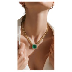 Andreia Fuzon 14K Yellow Gold Emerald Necklace, 4.5ct Gemstone, 16.5in