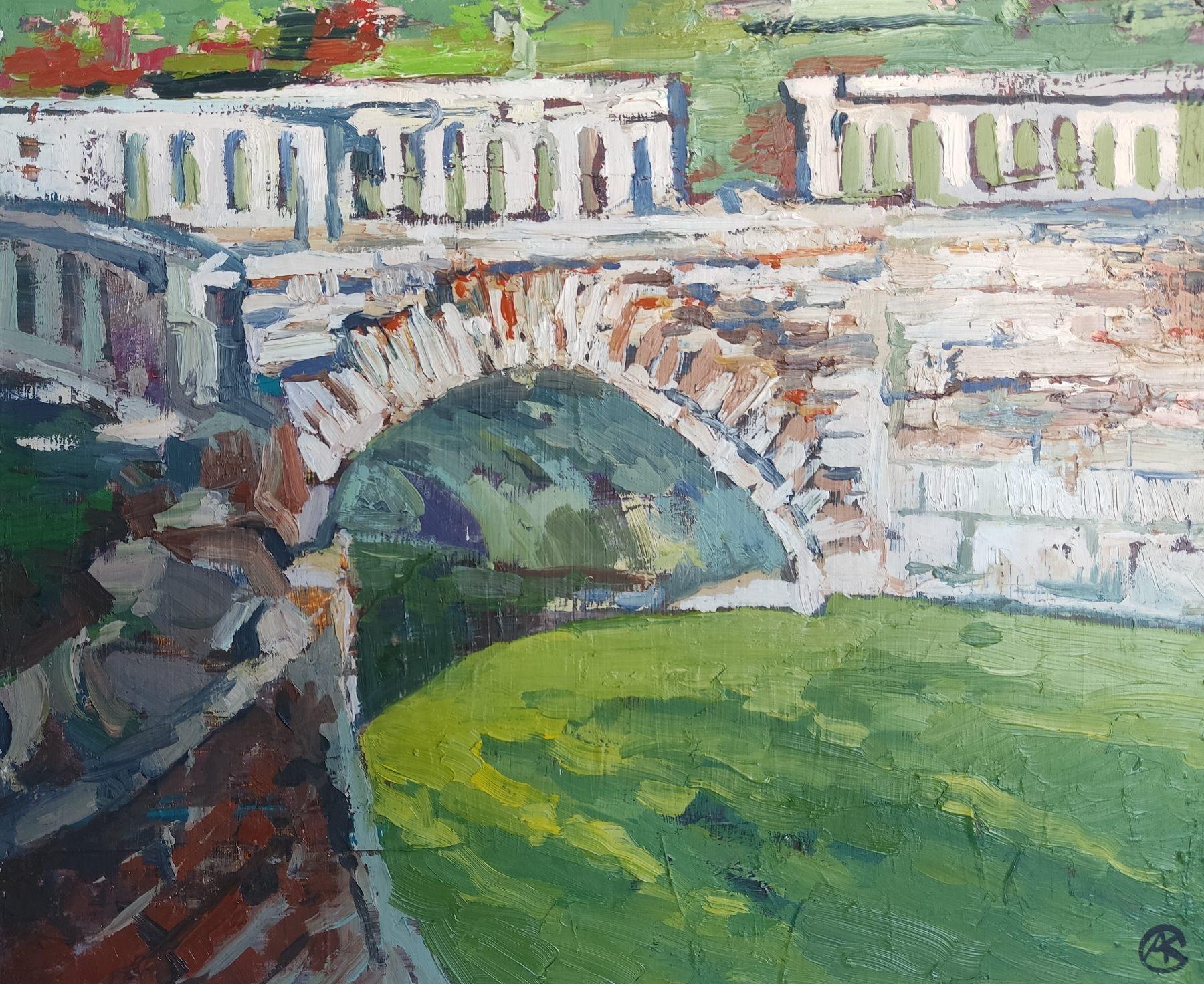 Andreii Kreminskyi Landscape Painting - "Bridge in Sharovka"