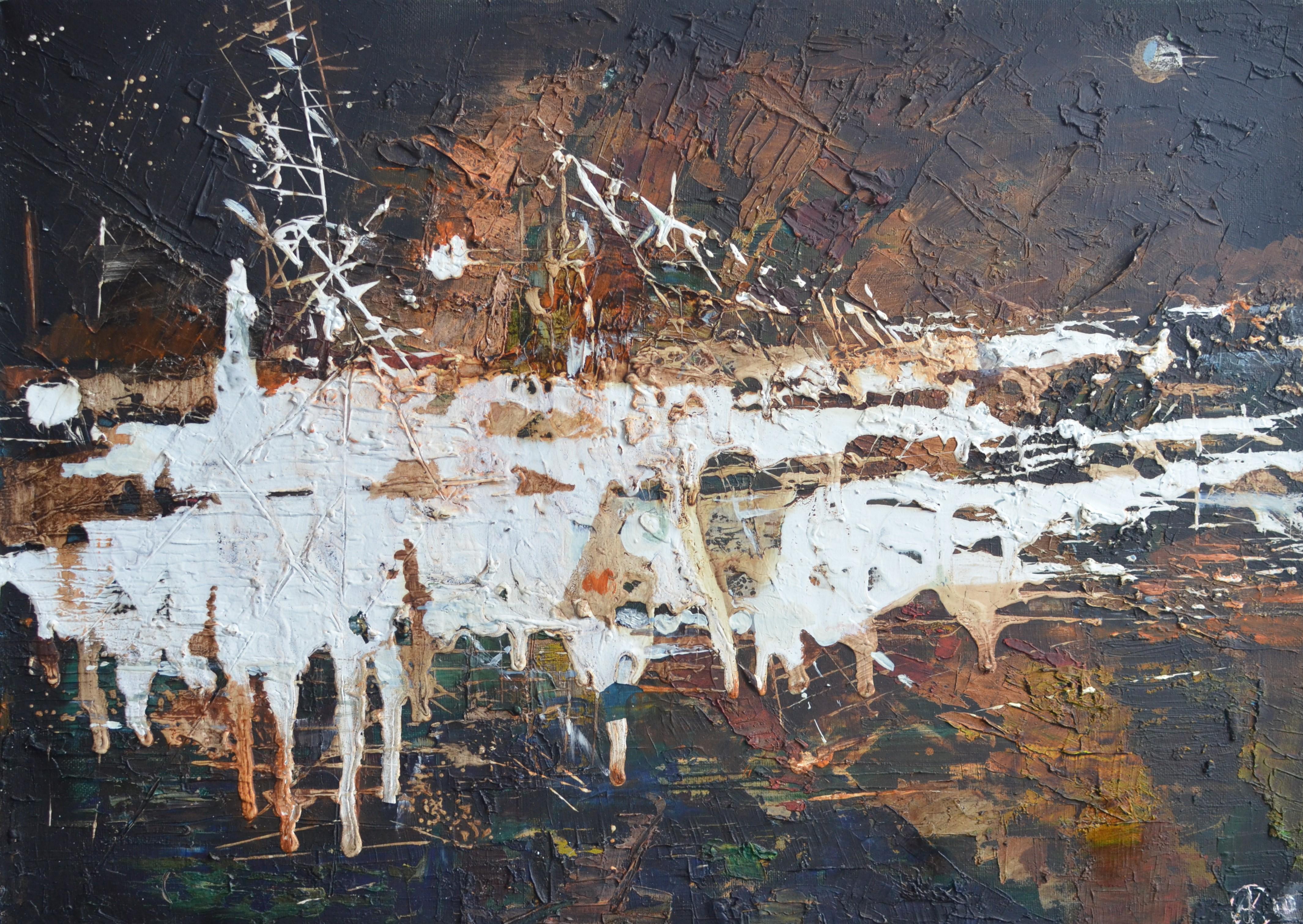 Andreii Kreminskyi Abstract Painting – „Durch die Dunkelheit“