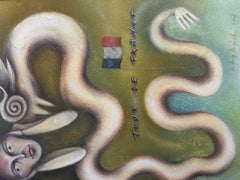 Tour de France Pastel Painting, Signed, Framed, 21st Century, 68x53 cm