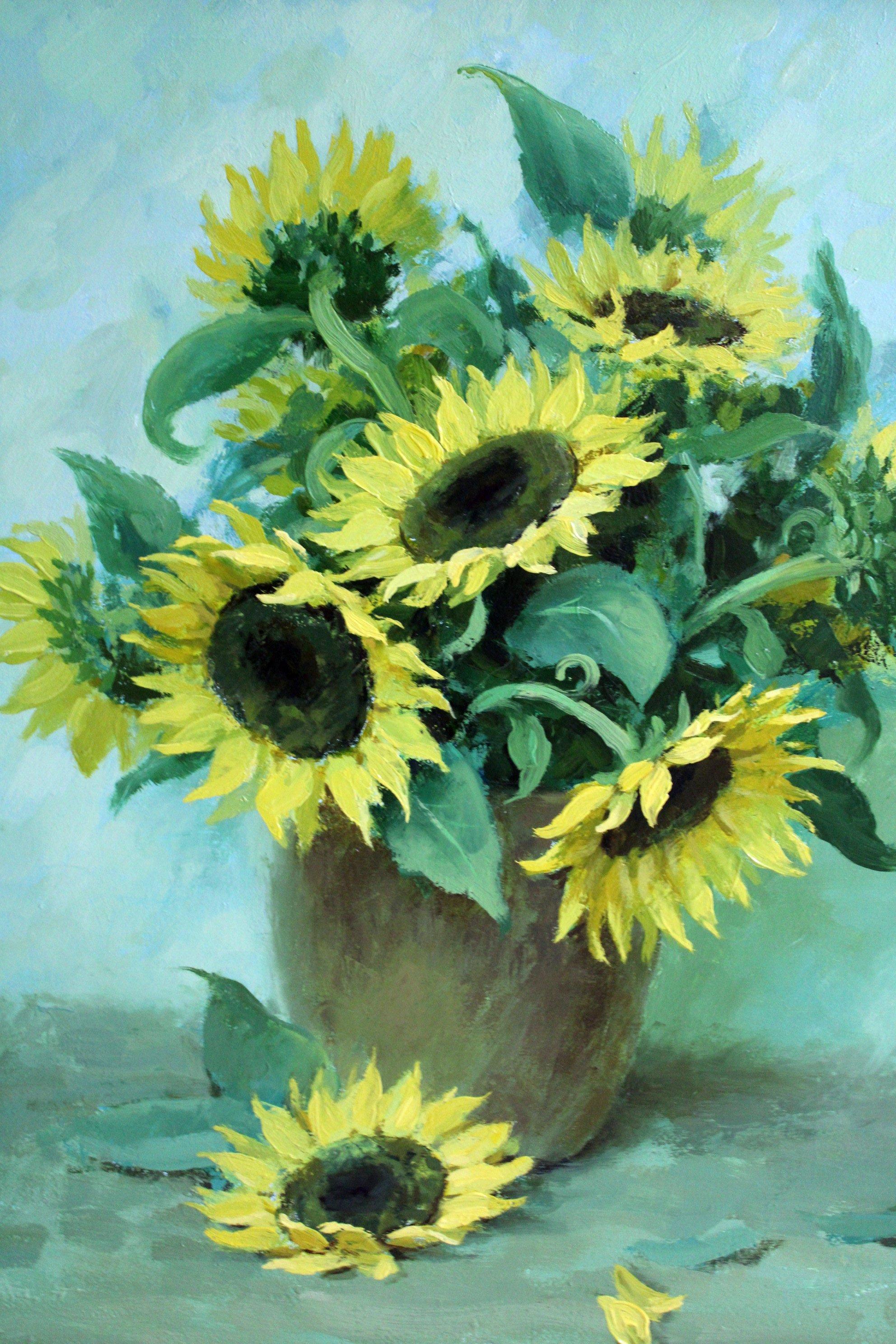 Sonnenblumen  Leinwand/Öl, 75x60 cm im Angebot 1