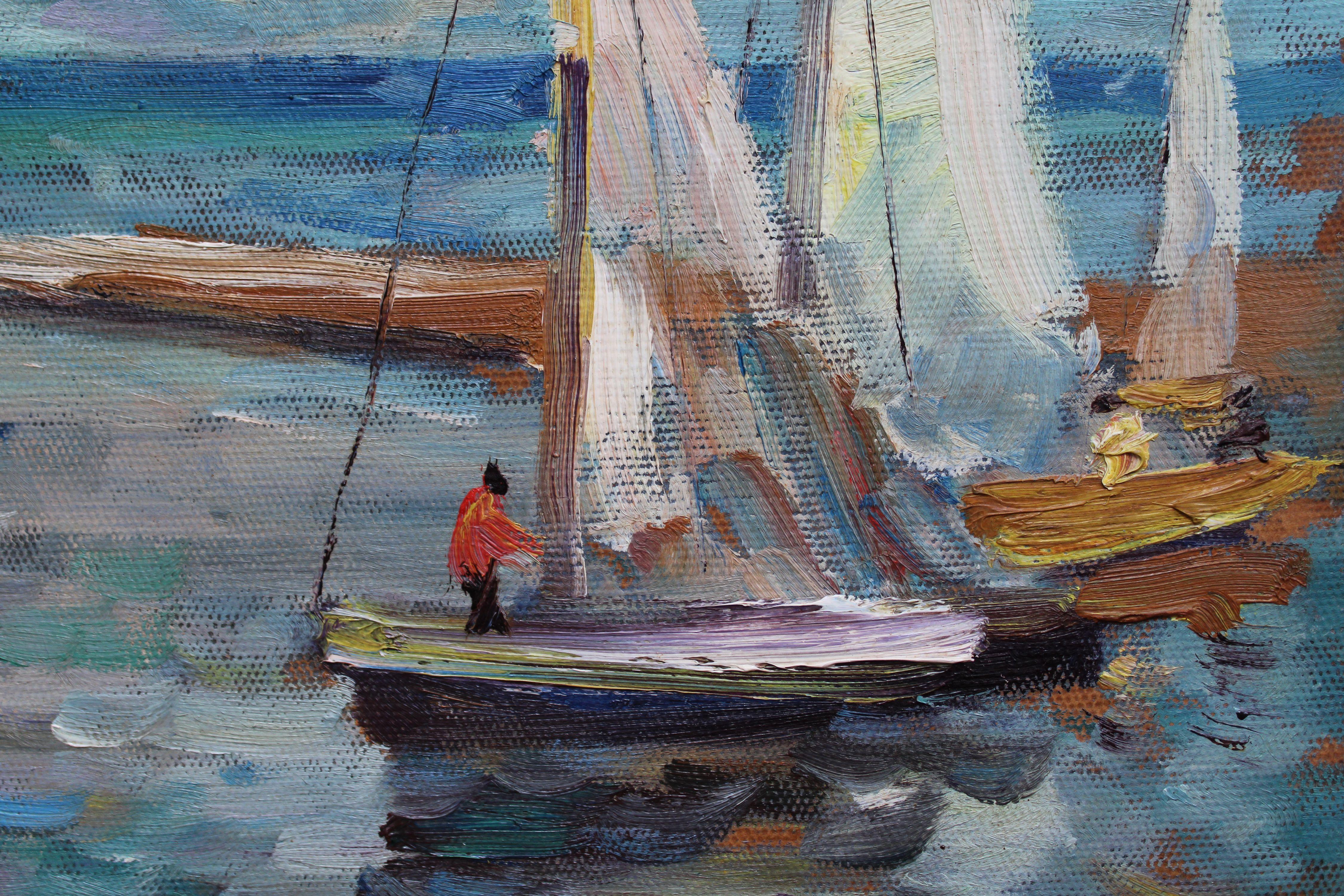 Lielupe. 1980. Cardboard, oil. 51x66 cm - Painting by Andrejs Shulcs