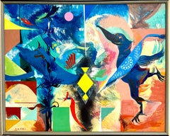 Andrene Kauffman Circo o Zoo Pintura al Óleo Abstracta Chicago WPA Mujer Artista
