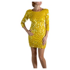 ANDREO JOVINE Yellow Sequined Cotton Spandex Dress