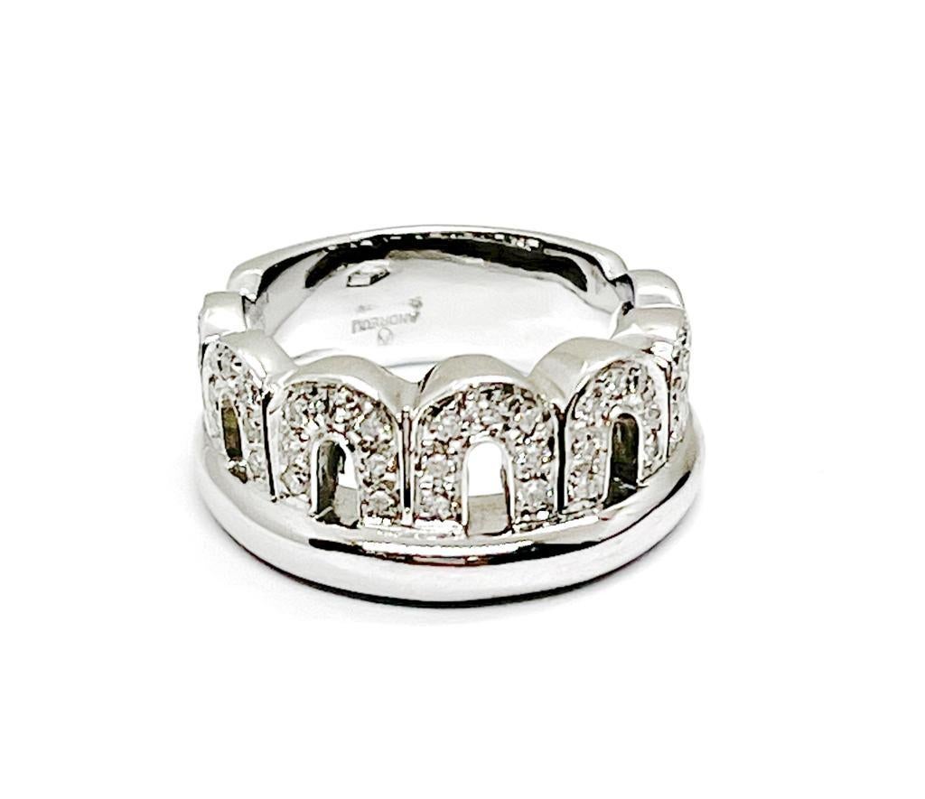 Round Cut Andreoli 0.53 Carat Diamond 18 Karat White Gold Ring For Sale