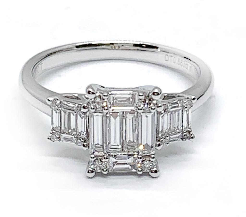 Emerald Cut Andreoli 0.65 Carat Diamond 18 Karat White Gold Engagement Ring For Sale