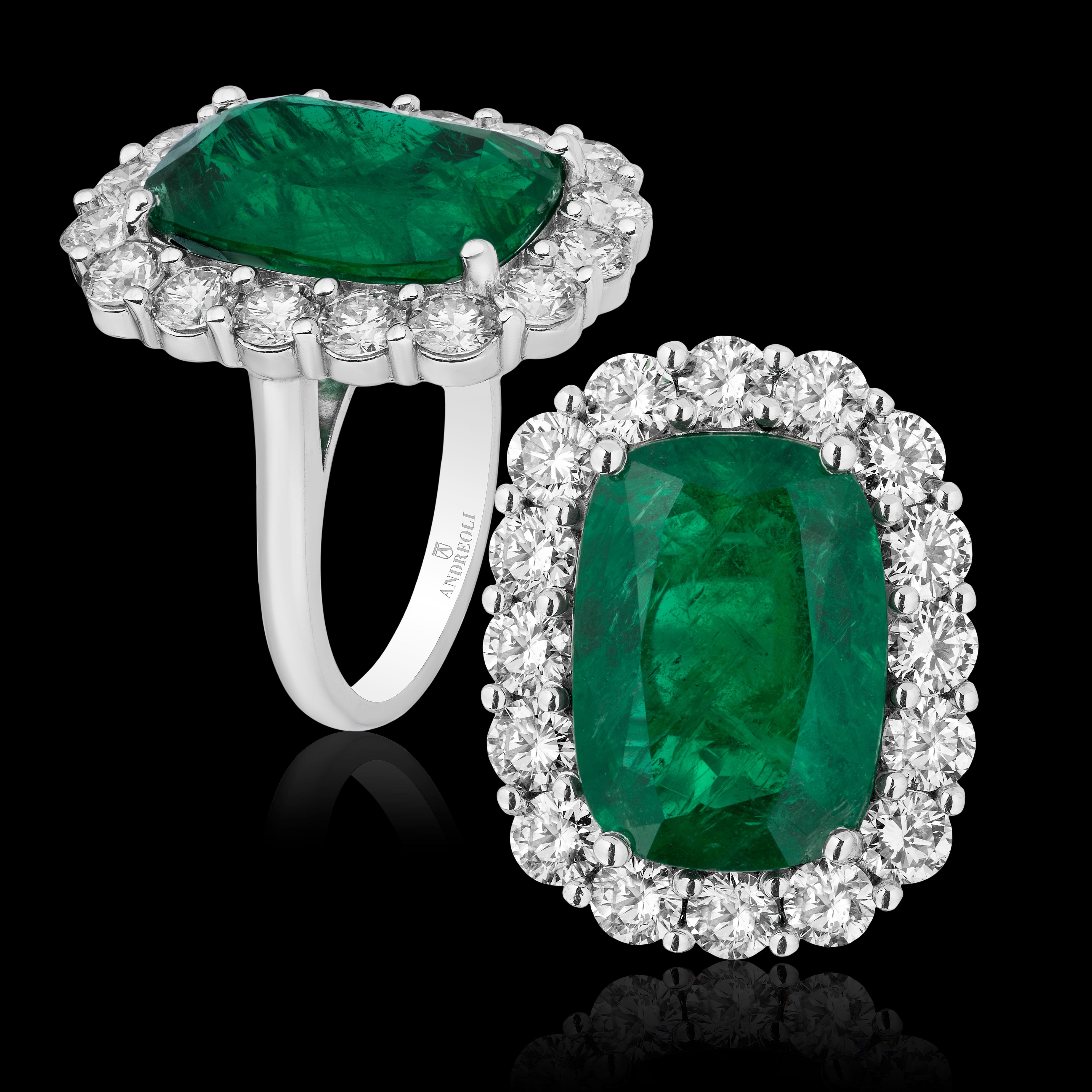 Andreoli 10.04 Carat Emerald CDC Certified Diamond Platinum Engagement Ring In New Condition For Sale In New York, NY