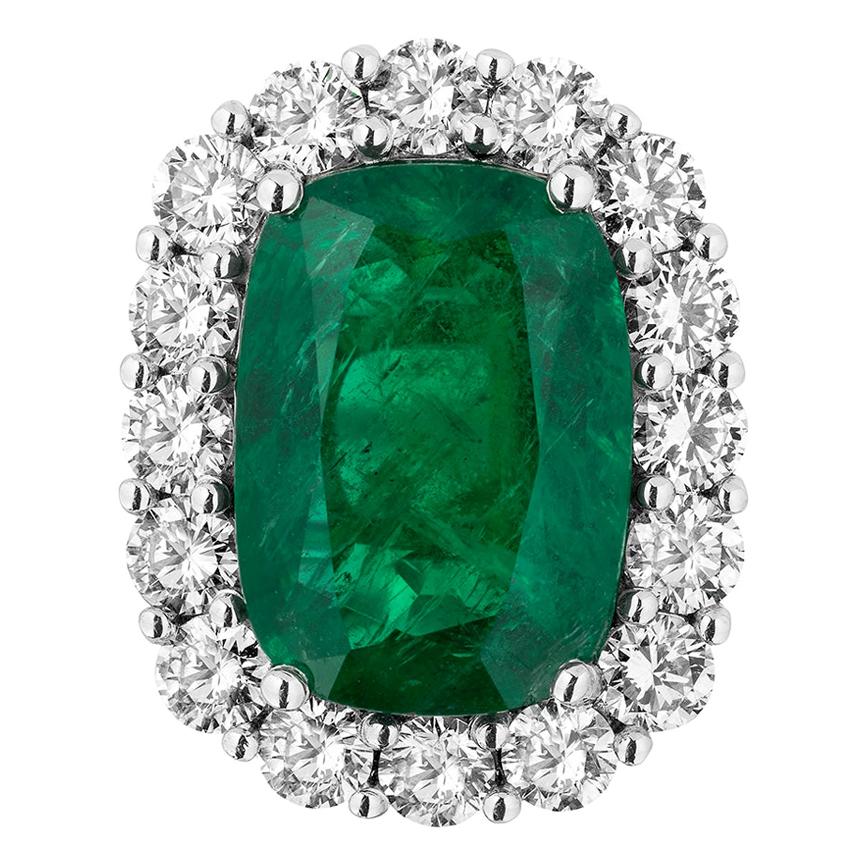 Andreoli 10.04 Carat Emerald CDC Certified Diamond Platinum Engagement Ring For Sale