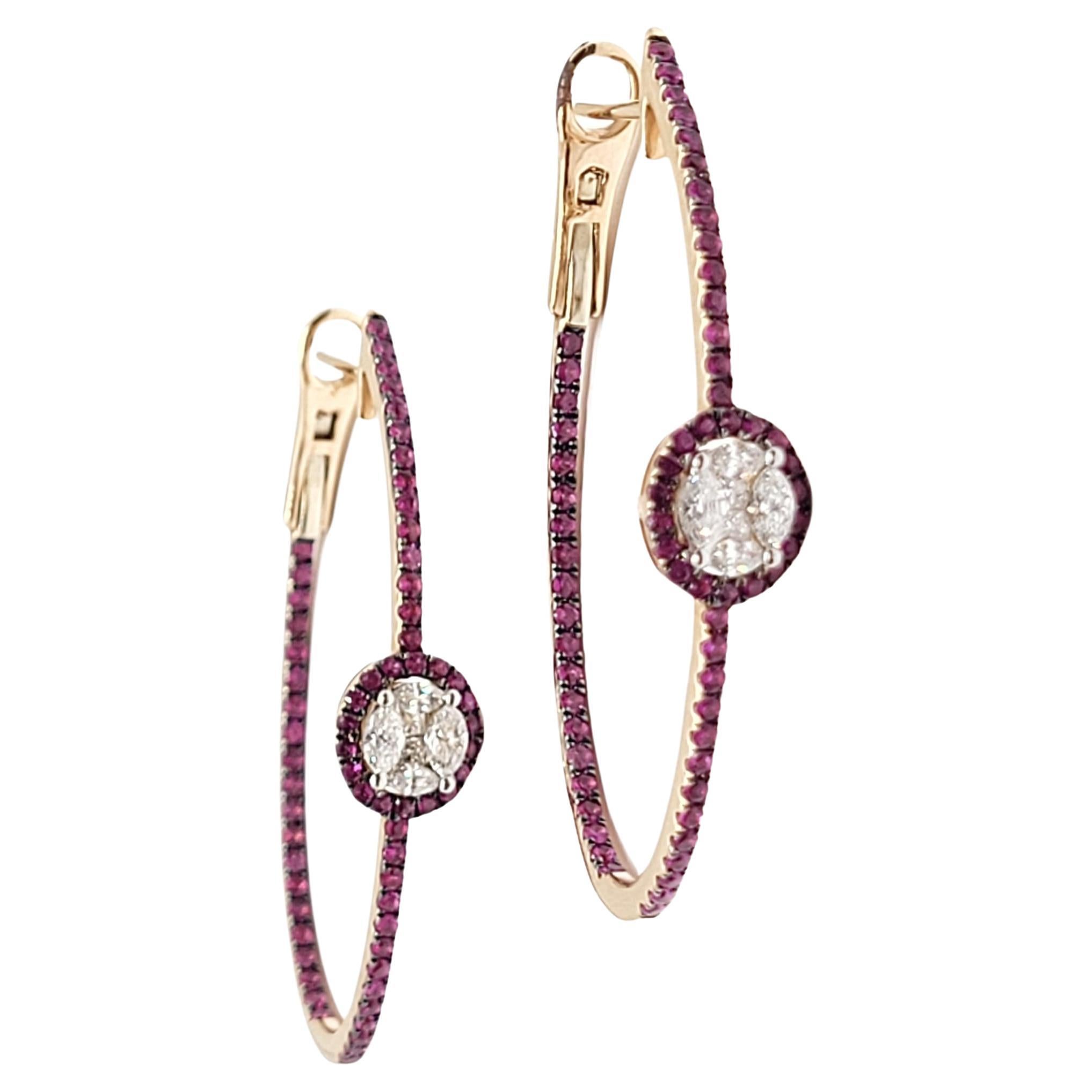 Andreoli 1.32 Carat Ruby Diamond 18 Karat Rose Gold Earrings