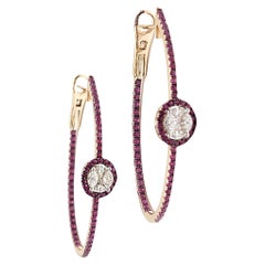 Andreoli, boucles d'oreilles en or rose 18 carats, diamants et rubis de 1,32 carat