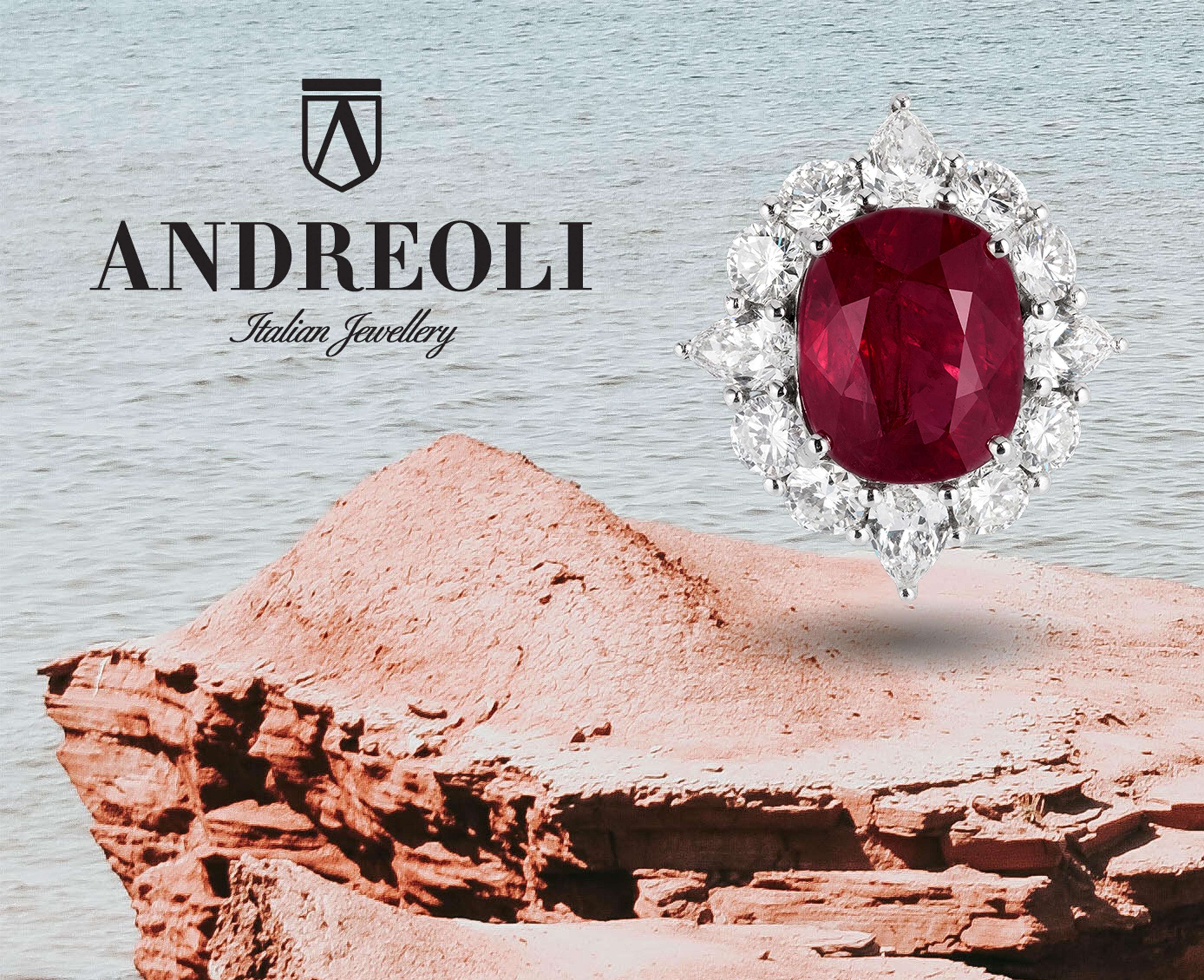 Andreoli 13.57 Carat Mozambique Ruby Diamond 18 Karat Platinum Ring Certified In New Condition In New York, NY