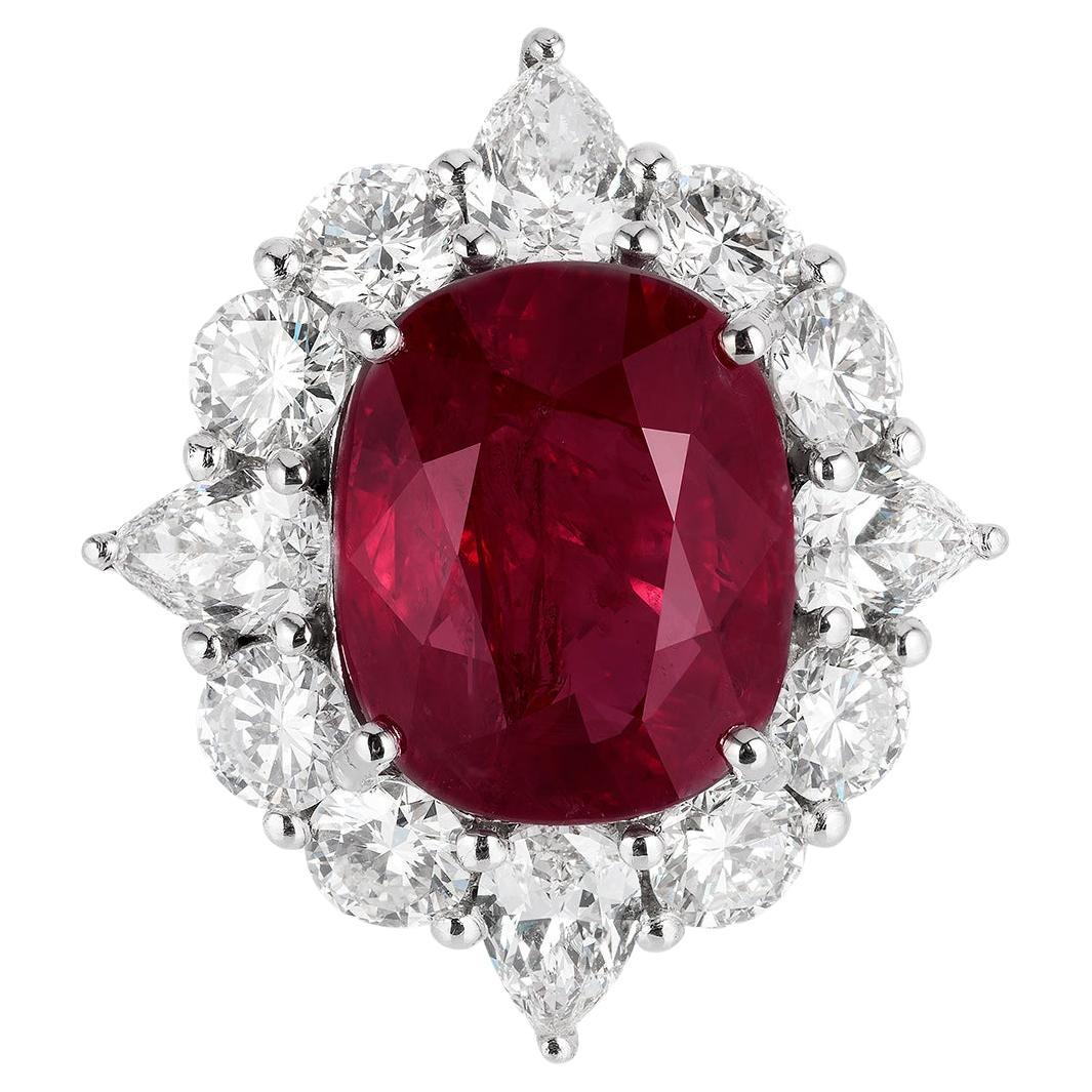 Andreoli 13.57 Carat Mozambique Ruby Diamond 18 Karat Platinum Ring Certified