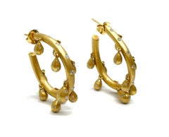 Andreoli, créoles en or jaune 18 carats avec diamants de 1,55 carat