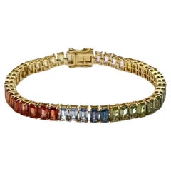 Bracciale Andreoli in oro giallo 18 carati con zaffiro multicolore da 15,50 carati