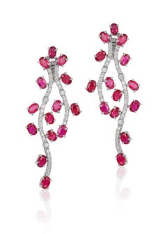 Andreoli 16.80 Carat Ruby Diamond 18 Karat White Gold Earrings