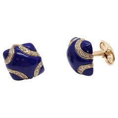 Andreoli 18K Rose Gold Diamond and Lapis Cufflinks