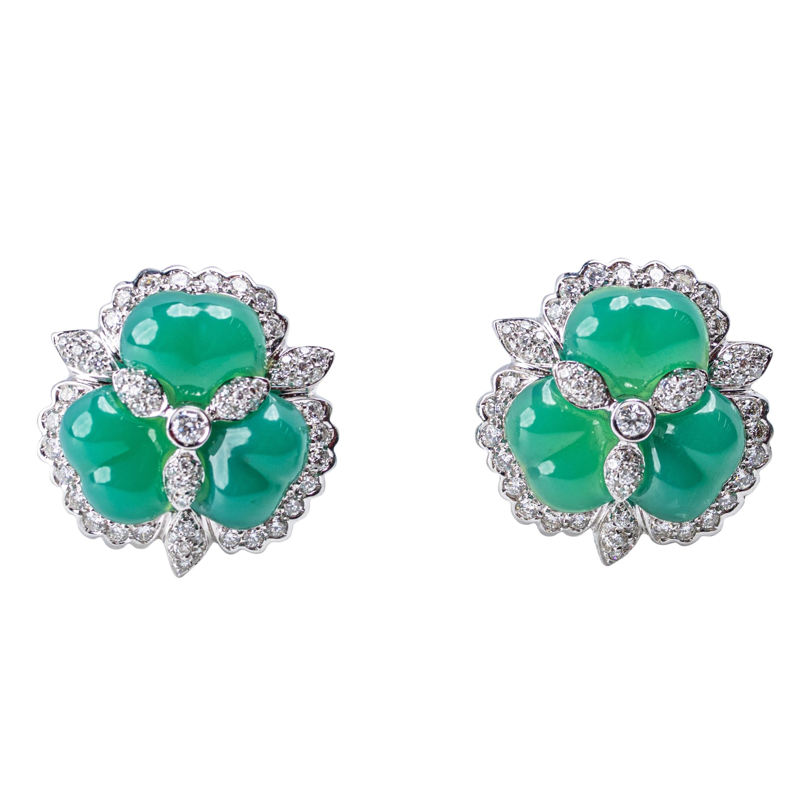 Andreoli 18K Weißgold, Smaragd & Diamant Cabrio Ohrclips im Zustand „Gut“ im Angebot in Palm Beach, FL