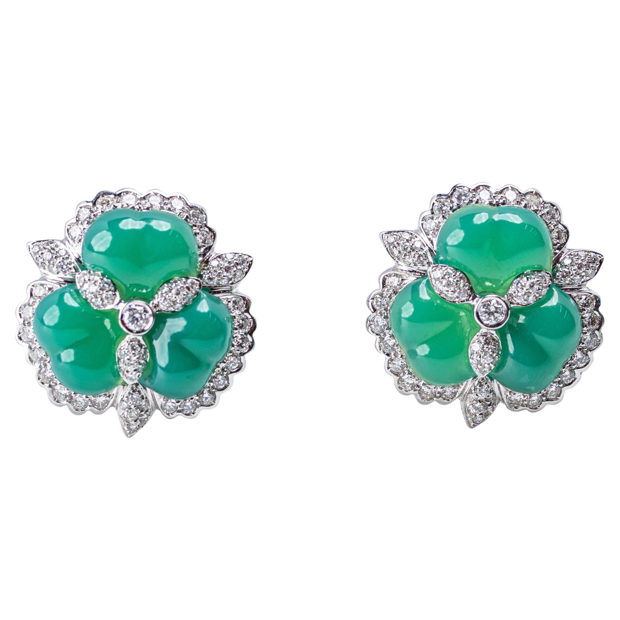 Andreoli 18K Weißgold, Smaragd & Diamant Cabrio Ohrclips im Angebot