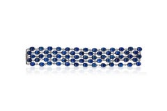 Andreoli 190.00 Carat Cabochon Sapphire Diamond 18 Karat White Gold Bracelet