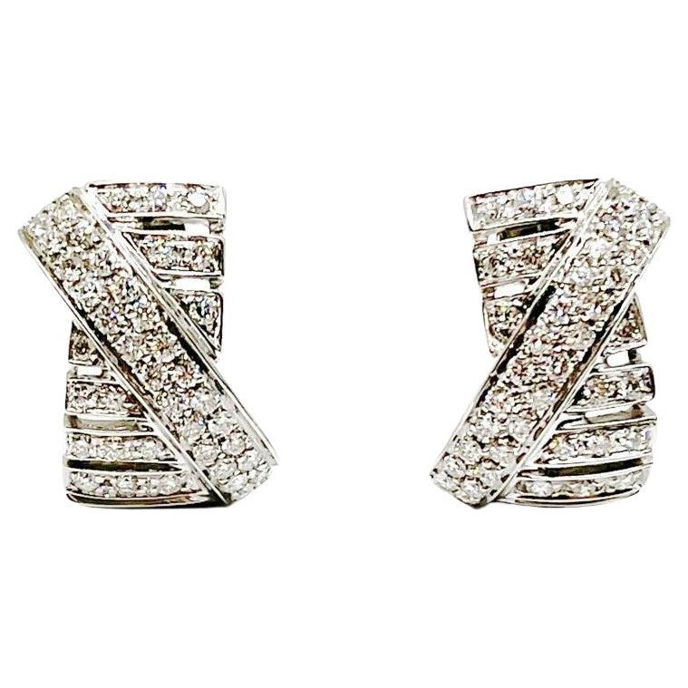 Andreoli Boucles d'oreilles en or blanc 18 carats avec diamants de 1,95 carat en vente