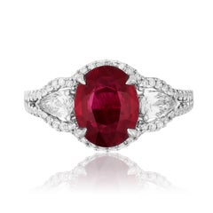 Andreoli 2.21 Carat Burma Ruby Diamond 18 Karat White Gold Ring CDC Certified