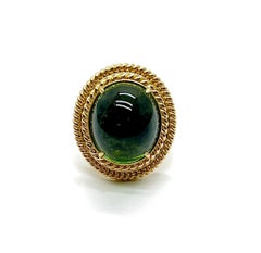 Andreoli 30.00 Carat Green Tourmaline 18 Karat Yellow Gold Ring
