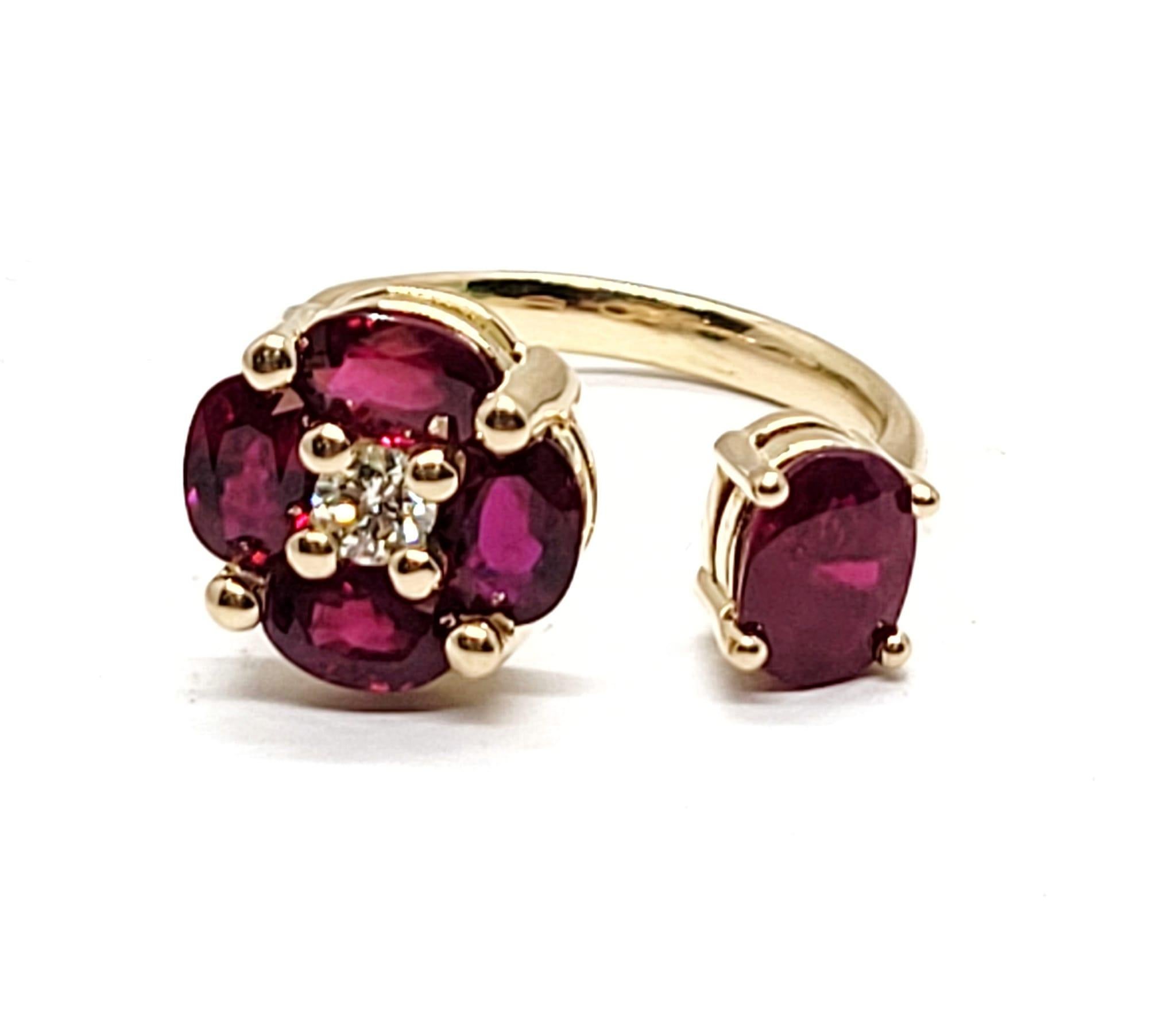 Oval Cut Andreoli 3.51 Carat Ruby Diamond 18 Karat Yellow Gold Ring For Sale