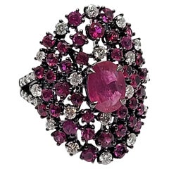 Andreoli Bague en or 18 carats avec diamants et rubis de 3,52 carats