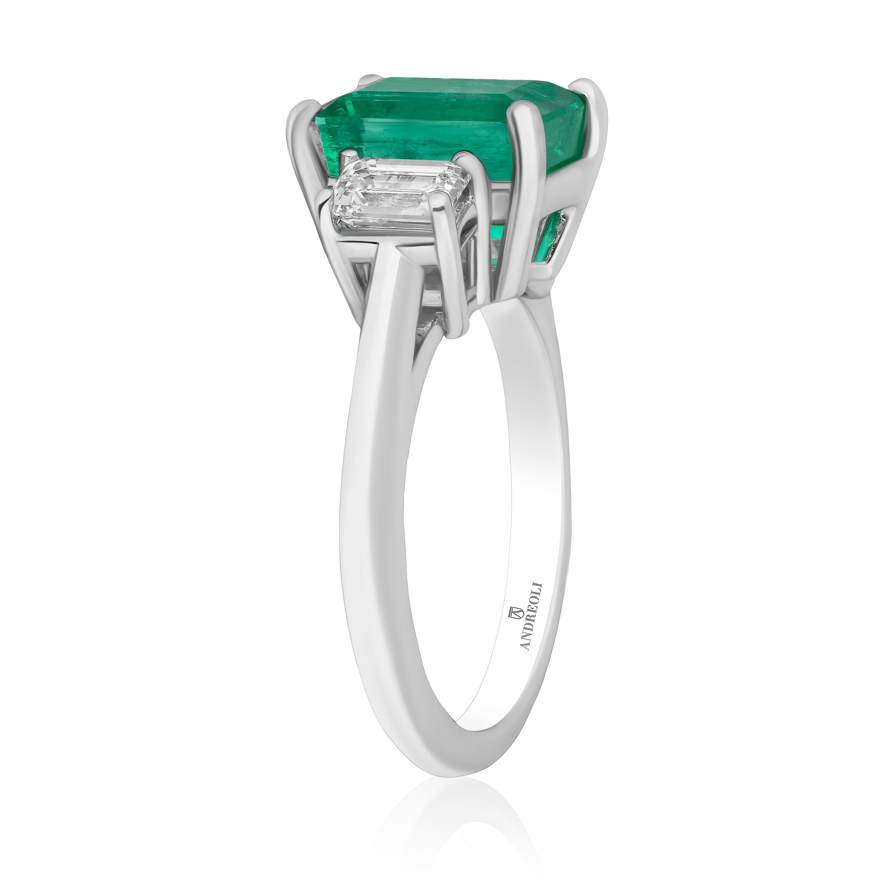 Platinring mit 3,58 Karat Smaragd und Diamant von Andreoli (Zeitgenössisch) im Angebot