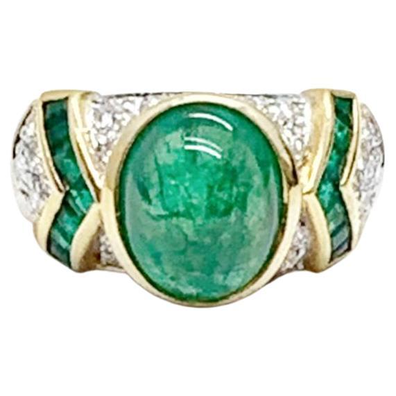 Andreoli Ring aus 18 Karat Gelbgold mit 4,92 Karat Smaragd und Diamant