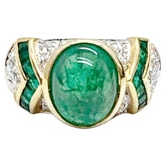 Andreoli 4.92 Carat Emerald Diamond 18 Karat Yellow Gold Ring