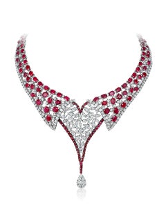 Andreoli 56.81 Carat Ruby Diamond 18 Karat White Gold Necklace
