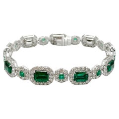 Andreoli 6.83 Carat Diamond Zambian Emerald 18 Karat White Gold Bracelet