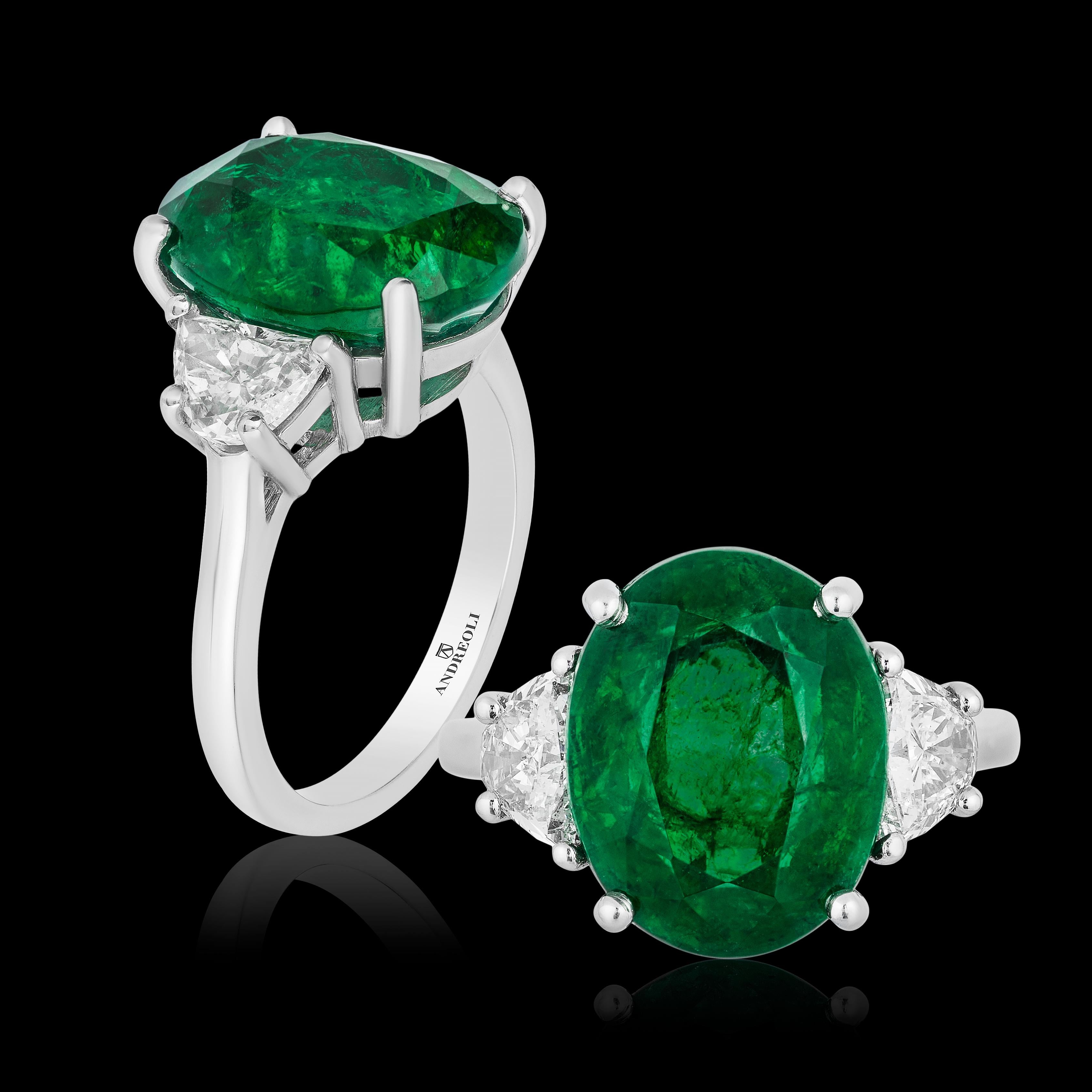 Andreoli 7.06 Carat CDC Certified Emerald Diamond Ring Platinum In New Condition In New York, NY