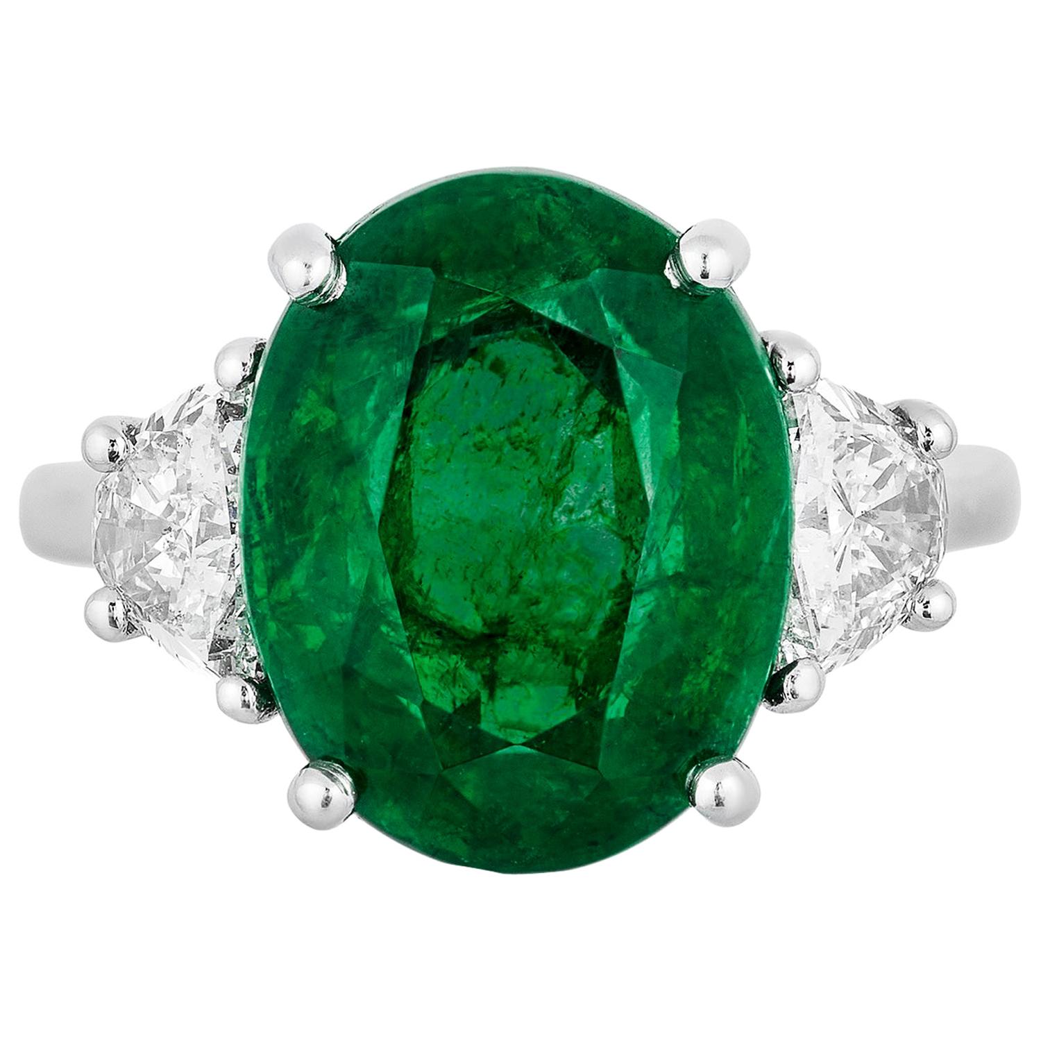 Andreoli 7.06 Carat CDC Certified Emerald Diamond Ring Platinum
