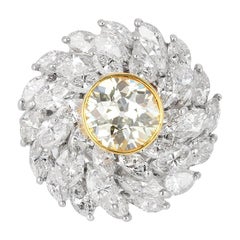 Andreoli 7,29 Karat Diamant-Blumen-Cocktailring 18 Karat Gold