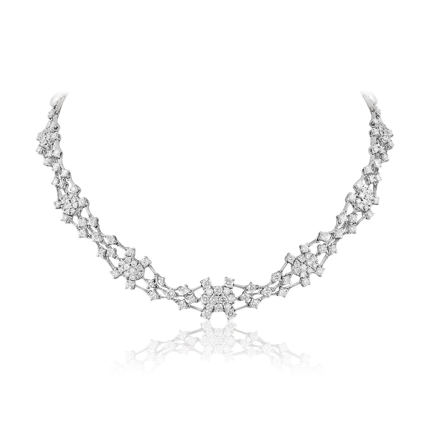 Andreoli 7.40 Carat Diamond 18 Karat White Gold Necklace