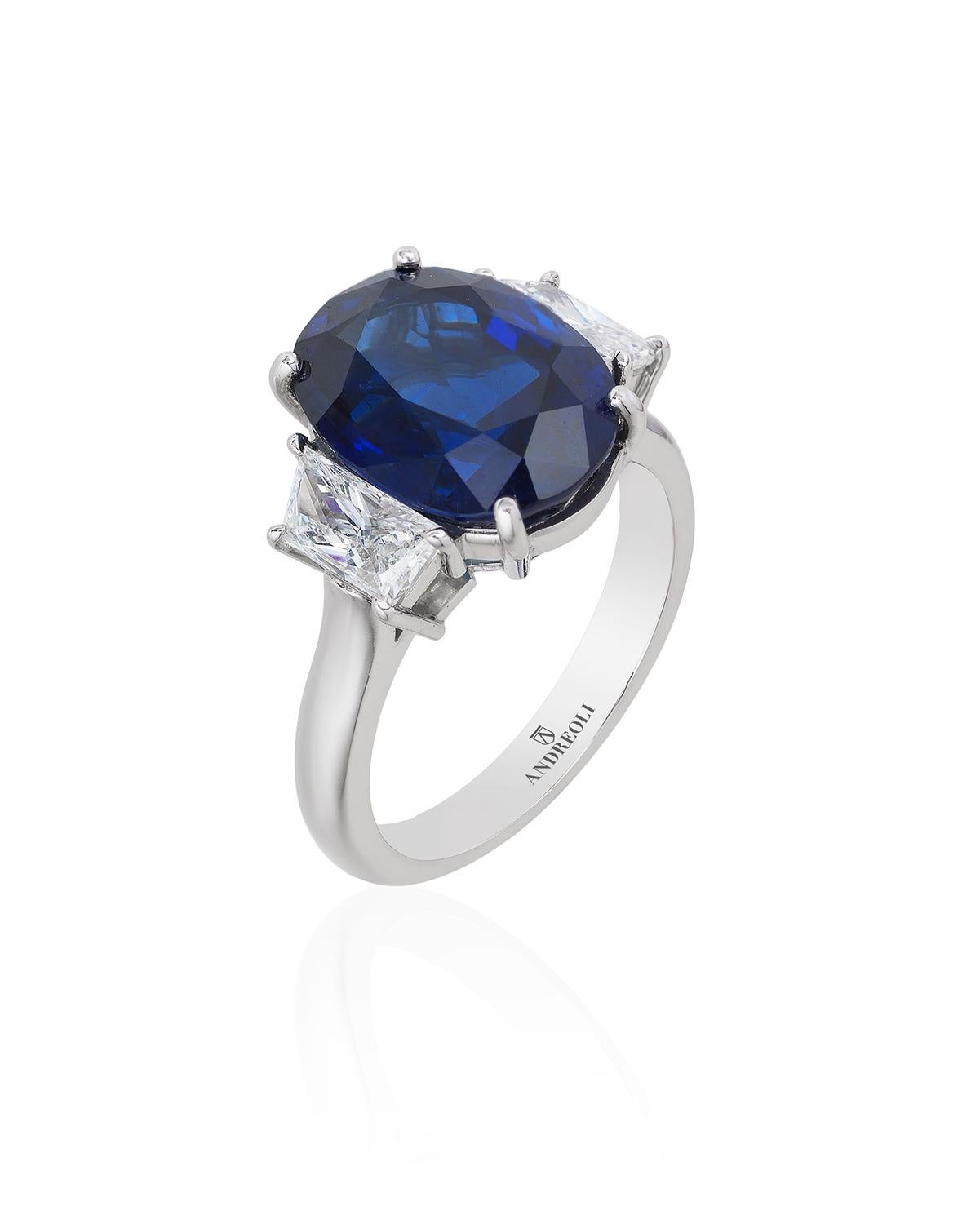 Contemporary Andreoli 7.74 Carat Sapphire Diamond Platinum Ring GIA Certified For Sale