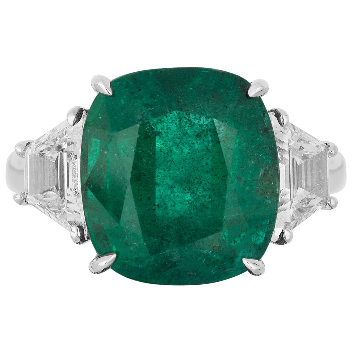 Andreoli 7.99 Carat Emerald CDC Certified Zambian Diamond Ring 18 Karat