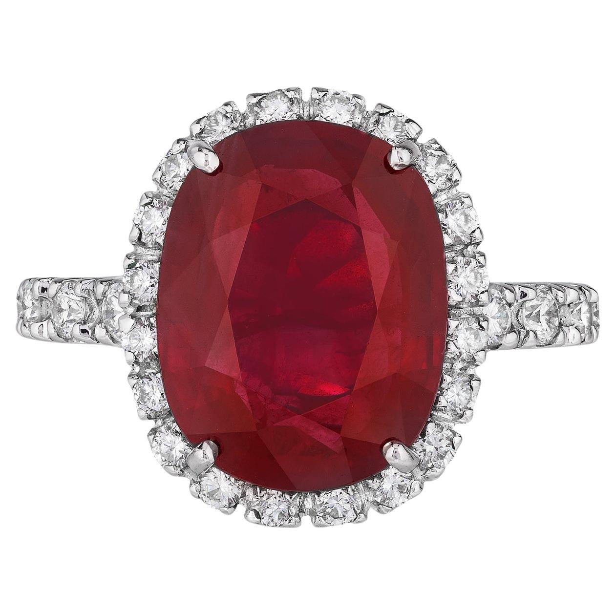 Andreoli 8.28 Carat Burma Certified Ruby Diamond 18 Karat White Gold Ring For Sale