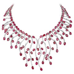 Andreoli 89.14 Carat Ruby Diamond 18 Karat White Gold Necklace