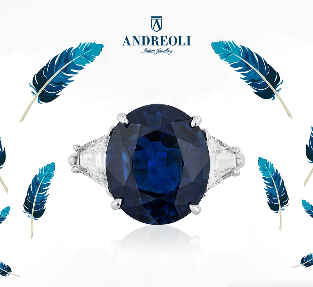 Andreoli 9.38 Carat Blue Sapphire CDC Certified Engagement Ring Platinum In New Condition In New York, NY