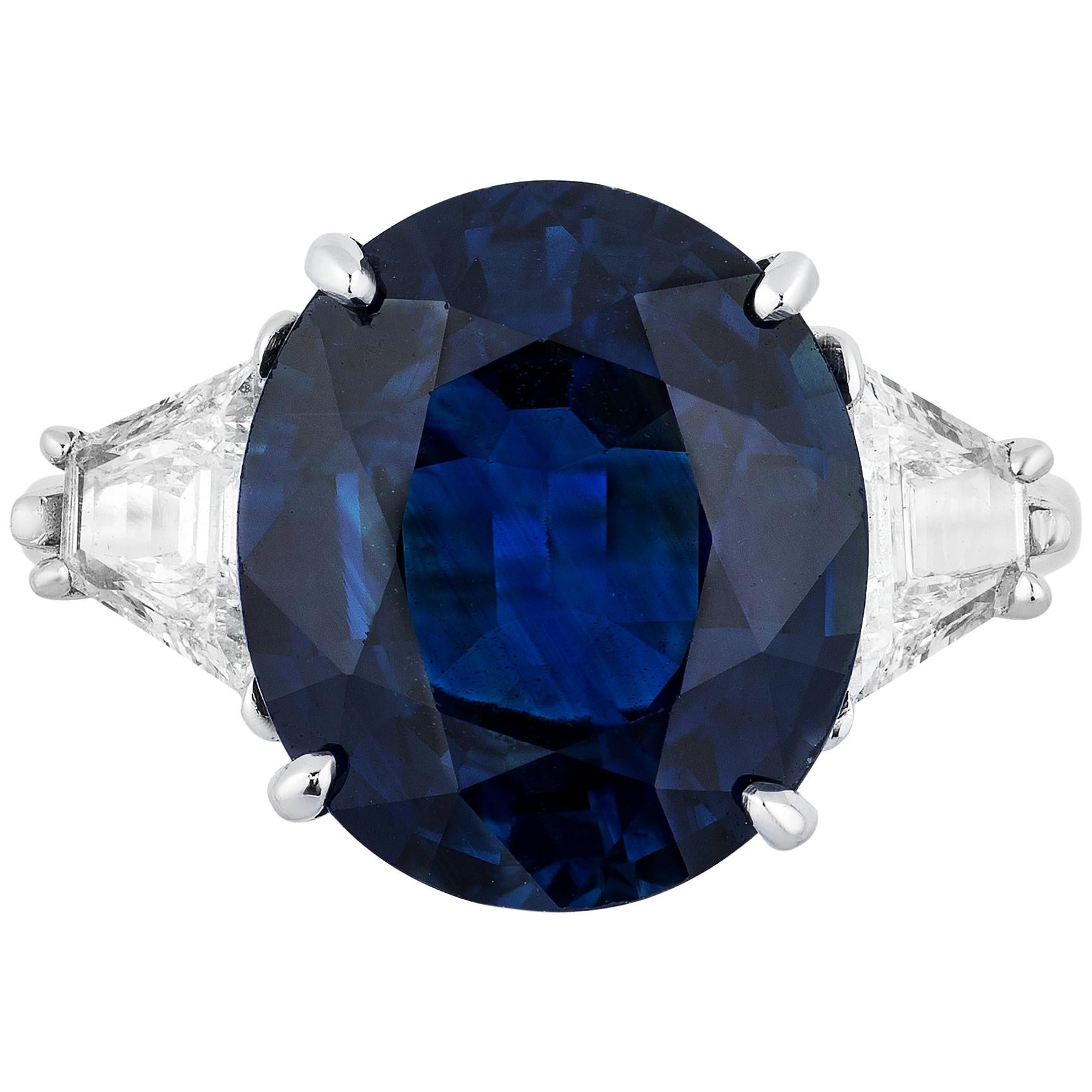 Andreoli 9.38 Carat Blue Sapphire CDC Certified Engagement Ring Platinum